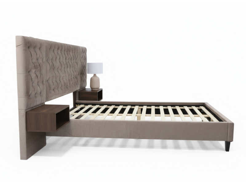 Amara Velvet Bed Frame with Bedside Tables - Double