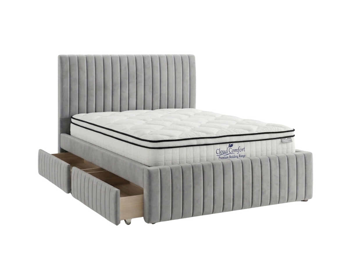 Wairoa Bed Frame with Drawers & Boucle22 Mattress - Queen