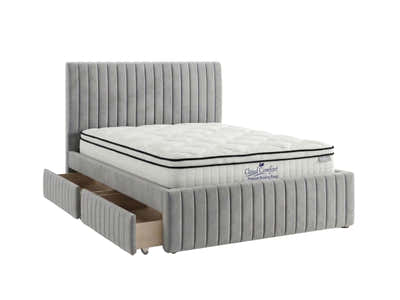 Wairoa Bed Frame with Drawers & Boucle22 Mattress - Queen