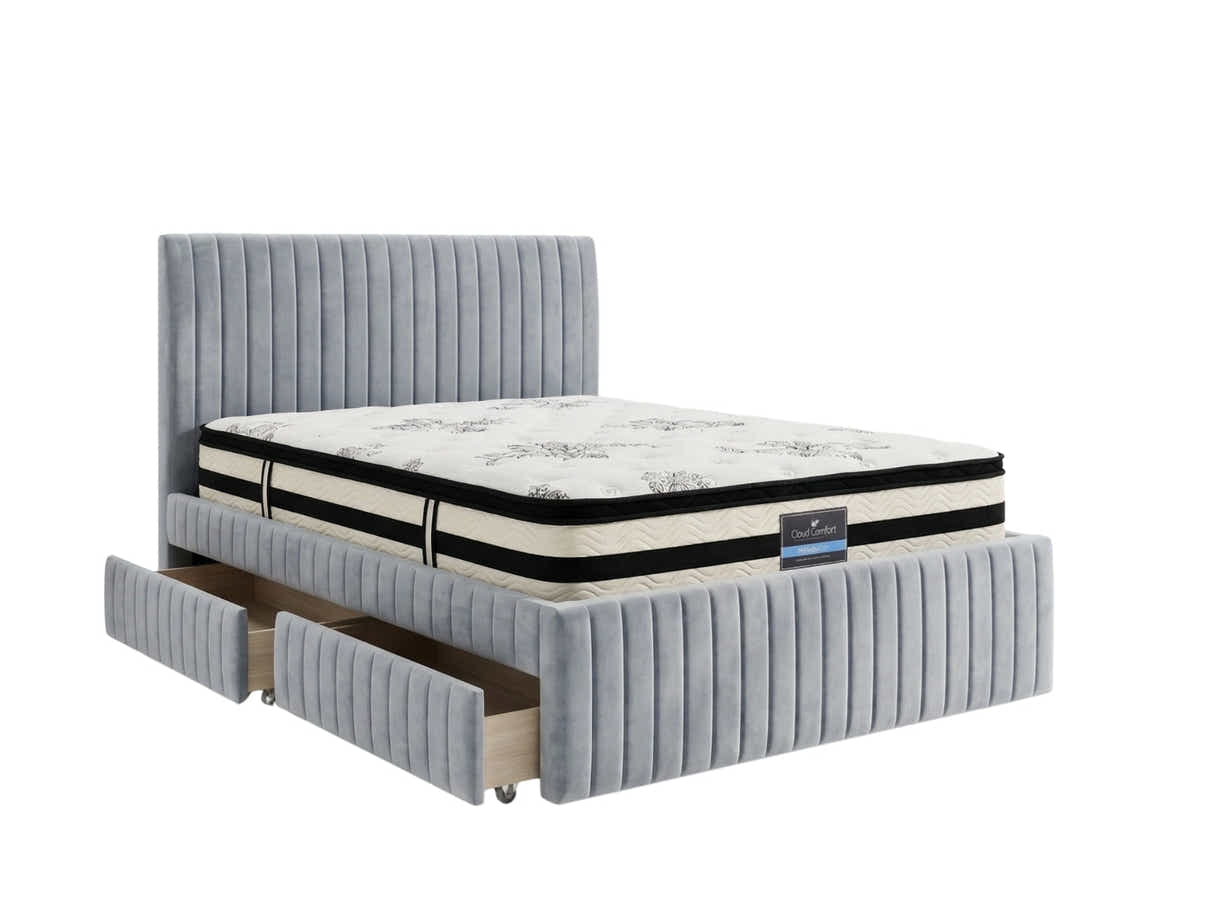 Wairoa Bed Frame with Drawers & K34 Mattress - Queen