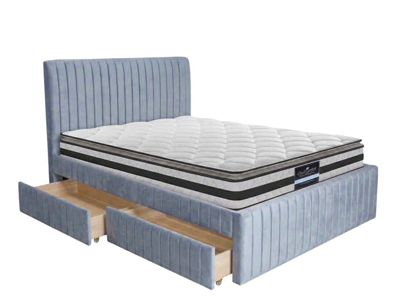 Wairoa Bed Frame with Drawers & Bon21 Mattress - Queen