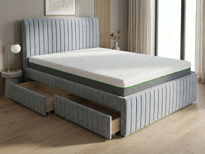 Wairoa Bed Frame with Drawers & 3 Way Mattress - Queen