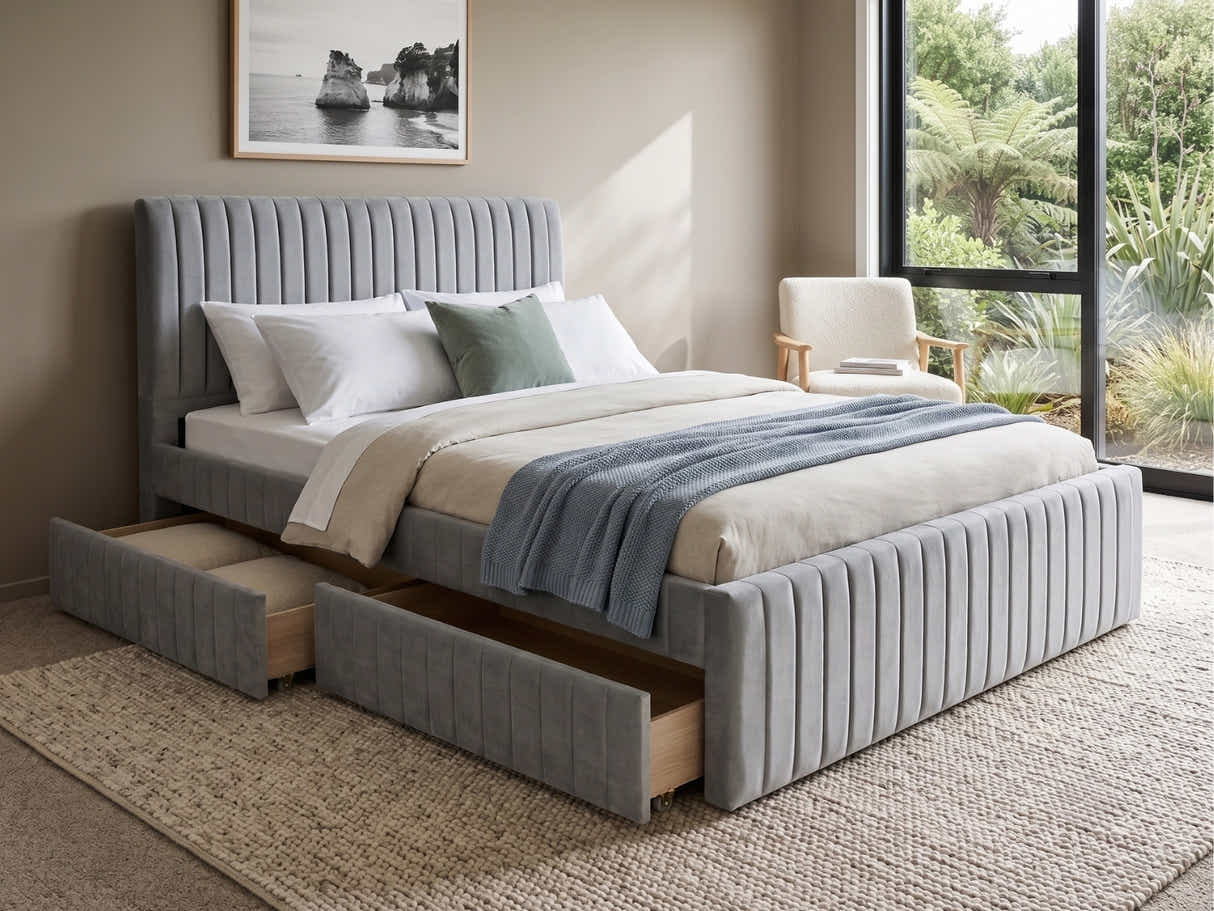 Wairoa Bed Frame with Drawers - Queen