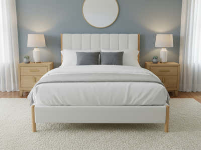 Tokoroa Boucle Bed Frame - Queen