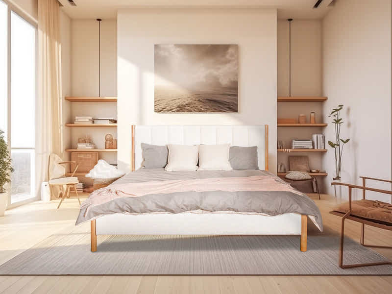 Tokoroa Boucle Bed Frame - Queen