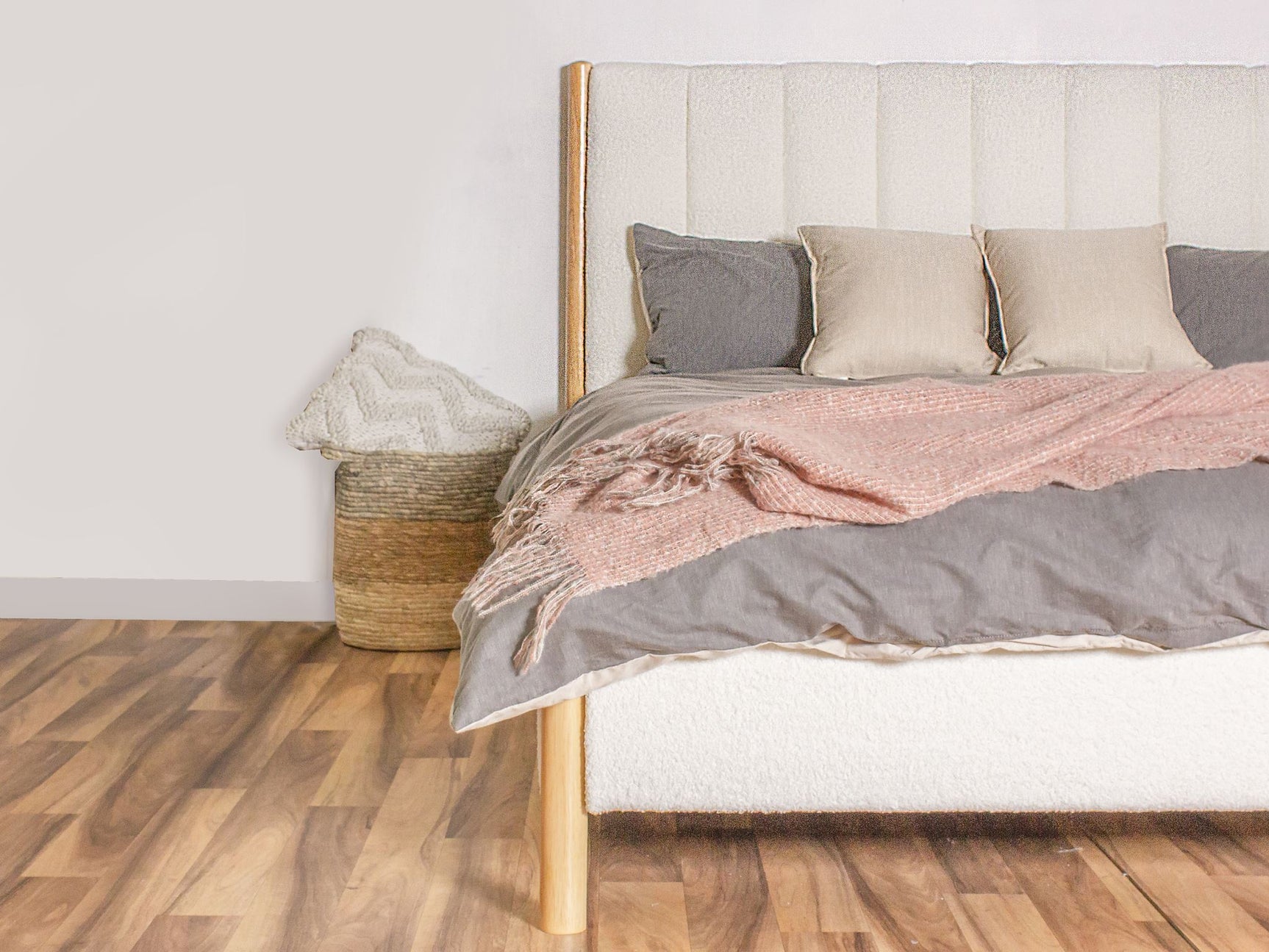Tokoroa Boucle Bed Frame - Queen