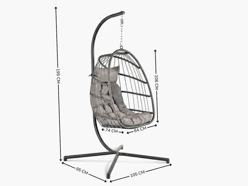 Pigato Single Swing Egg Chair - Grey
