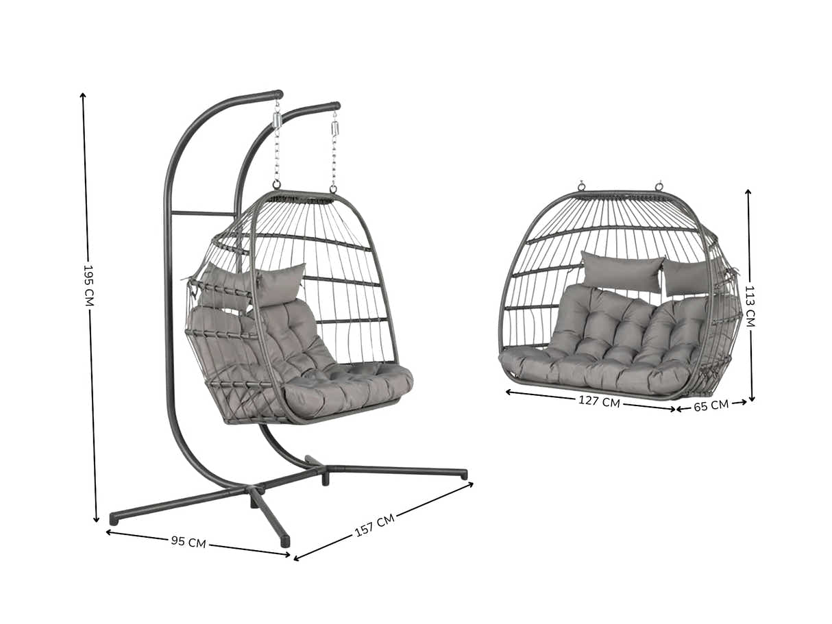 DS Pigato Double Swing Egg Chair - Grey