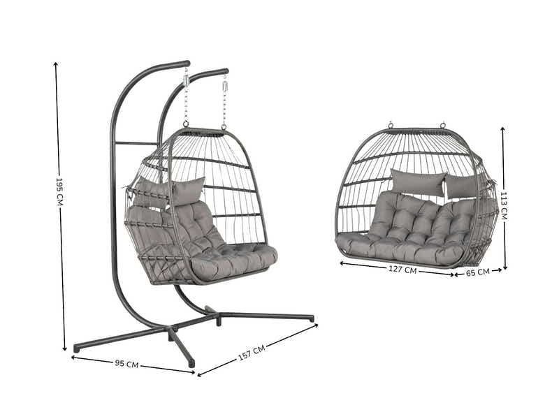 Pigato Double Swing Egg Chair - Grey