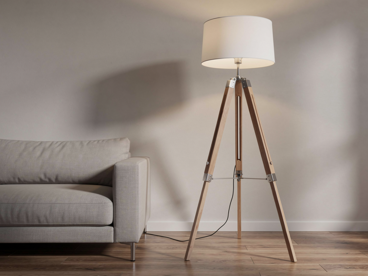 Skugga Tripod Floor Lamp with Cream Shade