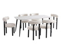 Lavina Dining Table with MDF Top 160 cm & Boucle Velvet Dining Chair White - Set of 6