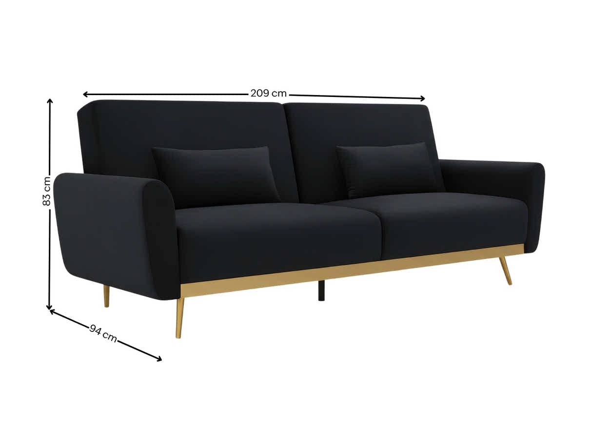 Limpley Velvet Sofa Bed - Black