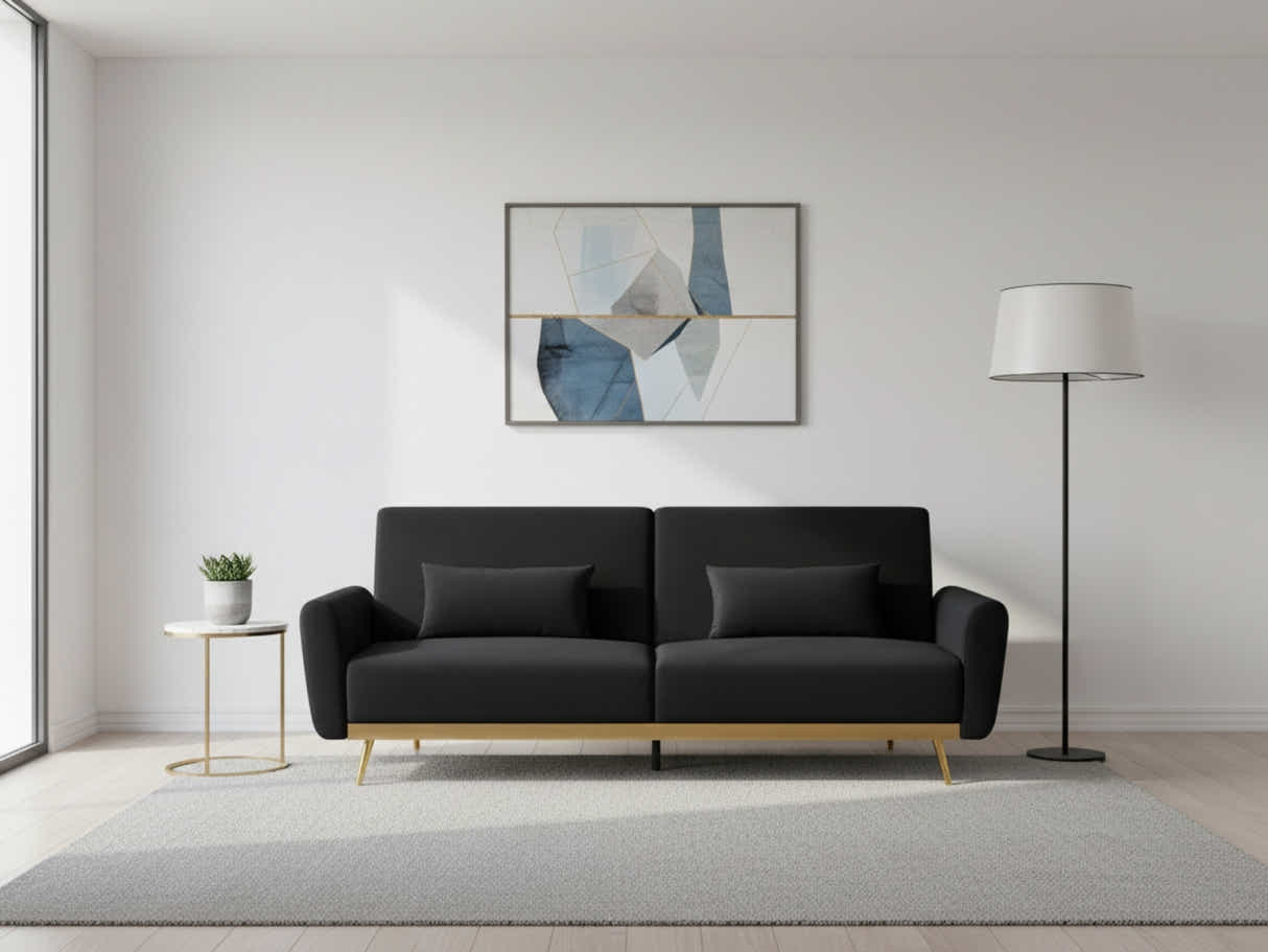 Limpley Velvet Sofa Bed - Black