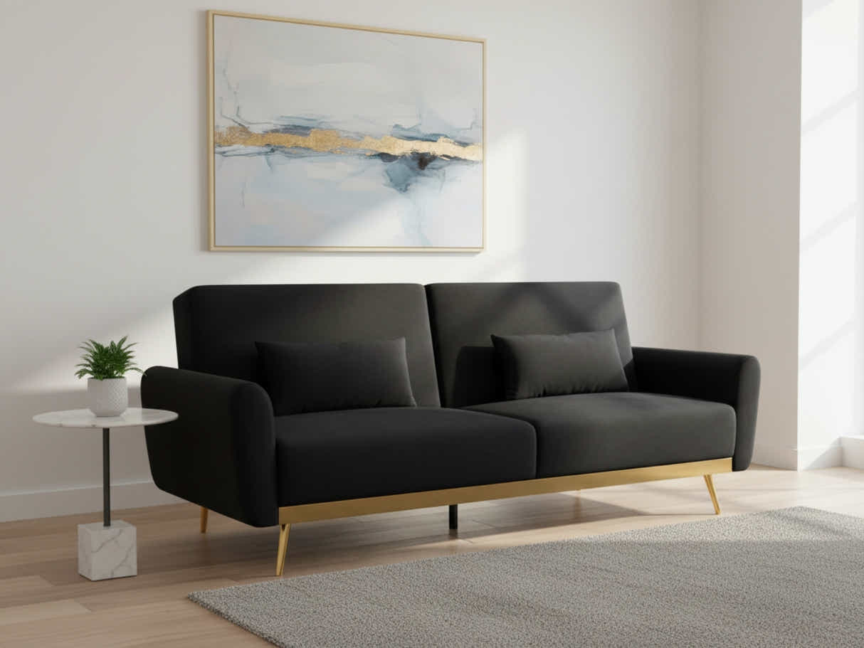 Limpley Velvet Sofa Bed - Black