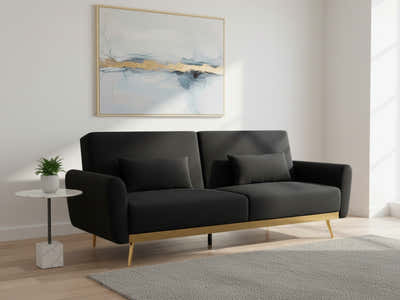 Limpley Velvet Sofa Bed - Black
