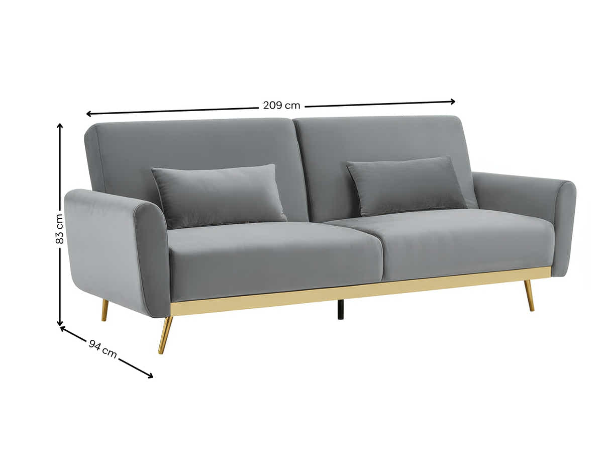Limpley Velvet Sofa Bed - Grey