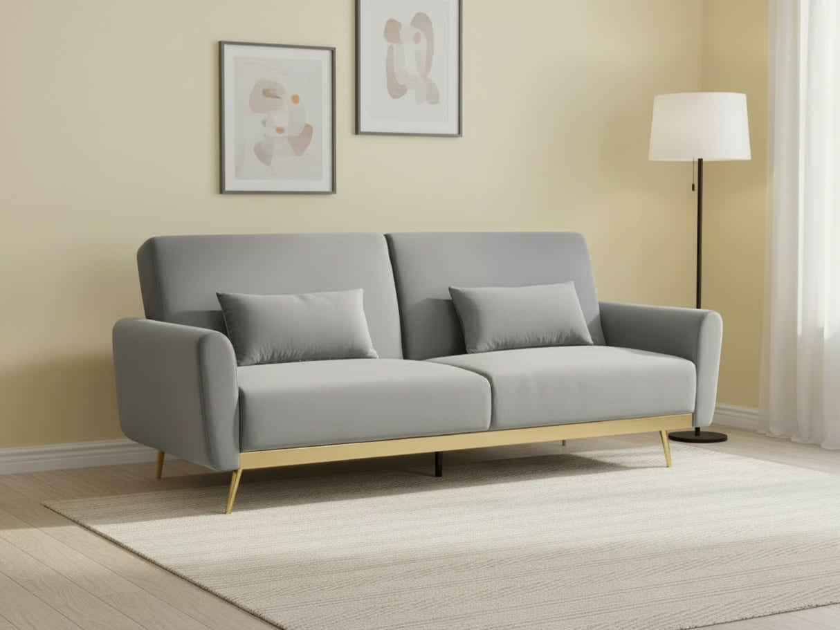 Limpley Velvet Sofa Bed - Grey