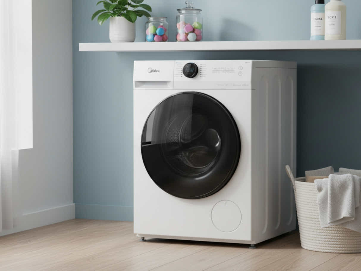 T Midea 9.0KG Steam Wash Front Load Washing Machine With Wi-Fi - White Color