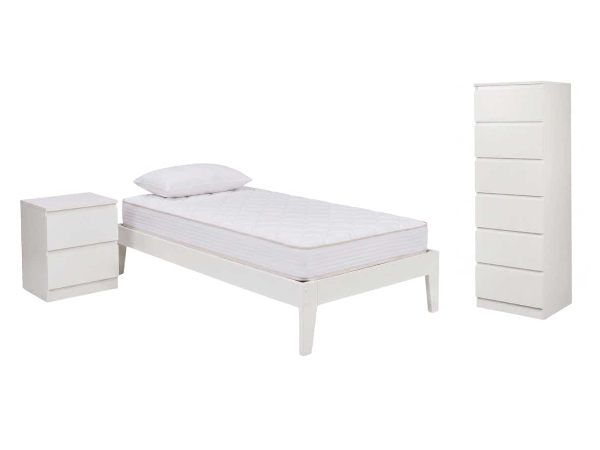 Modern Guest Room Combo - Bed, Mattress, Bedside & Tallboy