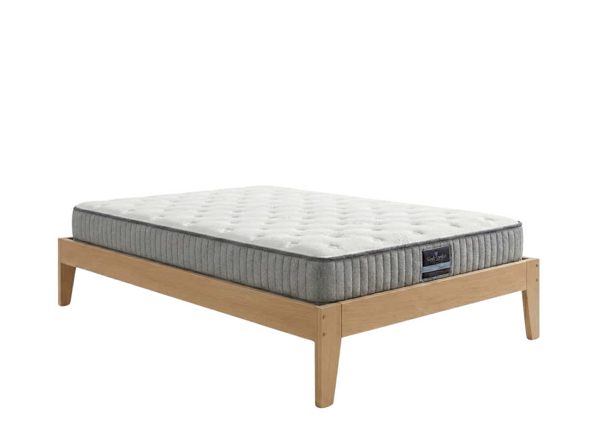 Sovo Bed Frame Oak & FIRM23 Mattress - Single
