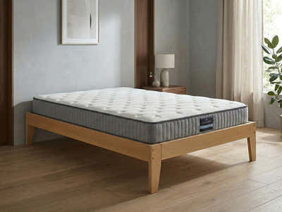 Sovo Bed Frame Oak & FIRM23 Mattress - Single