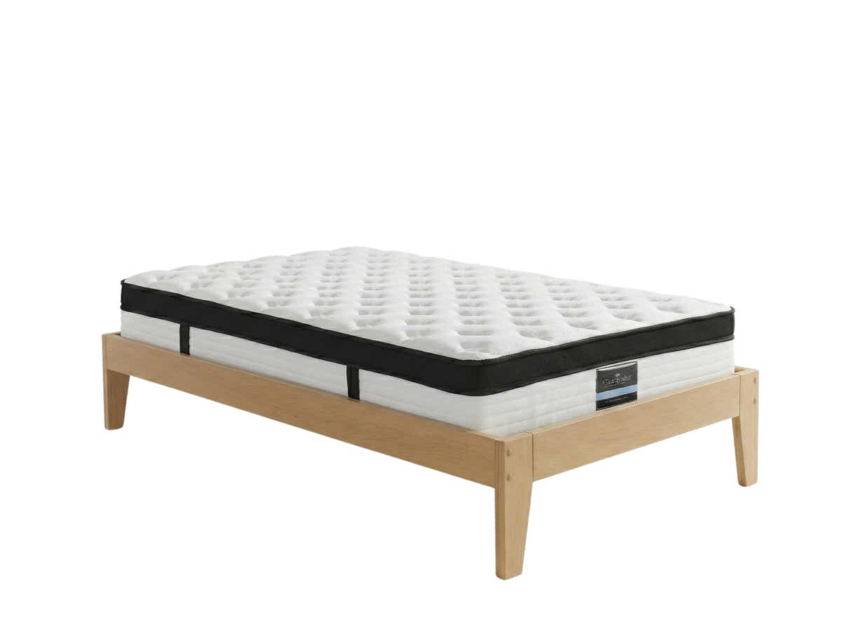 Sovo Bed Frame Oak & Euro Top Mattress G31 - Single