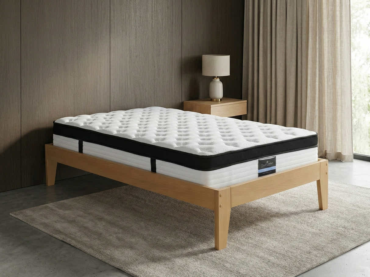 Sovo Bed Frame Oak & Euro Top Mattress G31 - Single