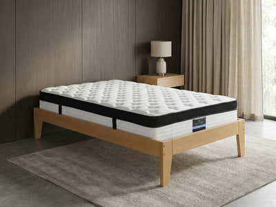 Sovo Bed Frame Oak & Euro Top Mattress G31 - Single