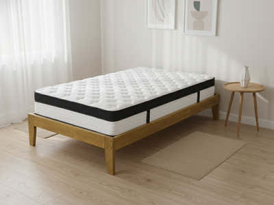 Sovo Bed Frame Oak & Euro Top Mattress G31 - Single (Combo)