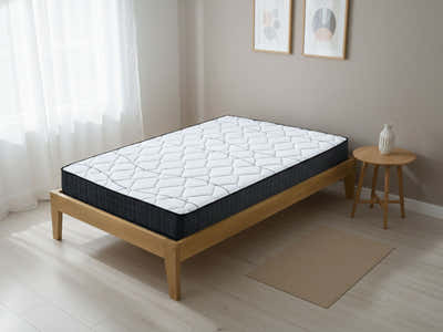 Sovo Bed Frame Oak & Xclusive Pocket Spring Mattress X20 - Single (Combo)