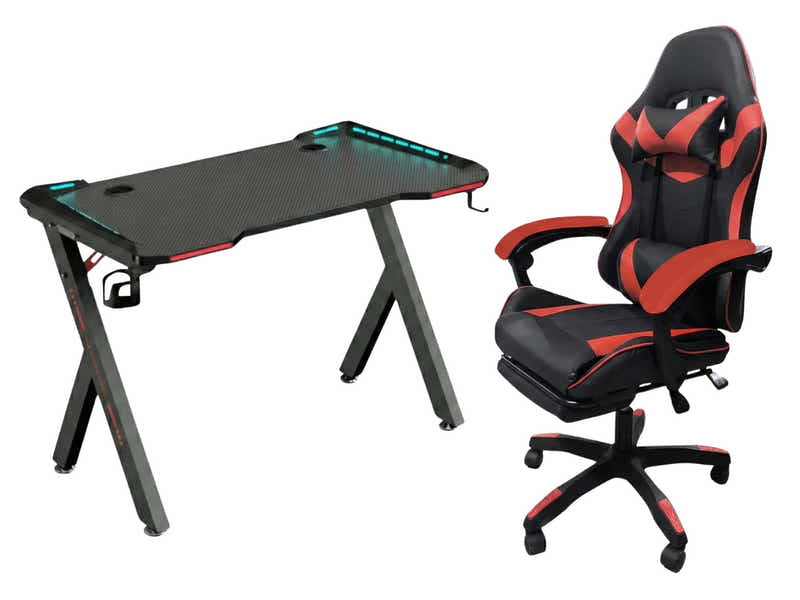 Gaming Table R5 140cm & Faron Gaming Chair PVC Red