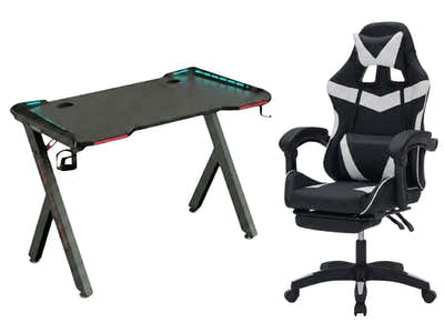 Gaming Table R5 140cm & Faron Gaming Chair PVC White