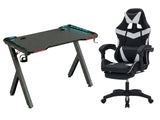 Gaming Table R5 140cm & Nicola Gaming chair PVC Black+White