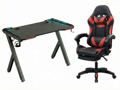 Gaming Table R5 140cm & Nicola Gaming chair PVC Black+Red