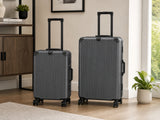2-Piece PC & Alu Luggage Set - Dark Grey