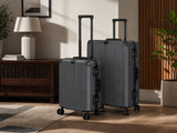 2-Piece PC & Alu Luggage Set - Dark Grey