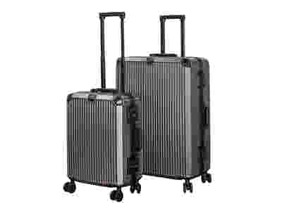 2PC Aluminum Luggage Set Dark Grey