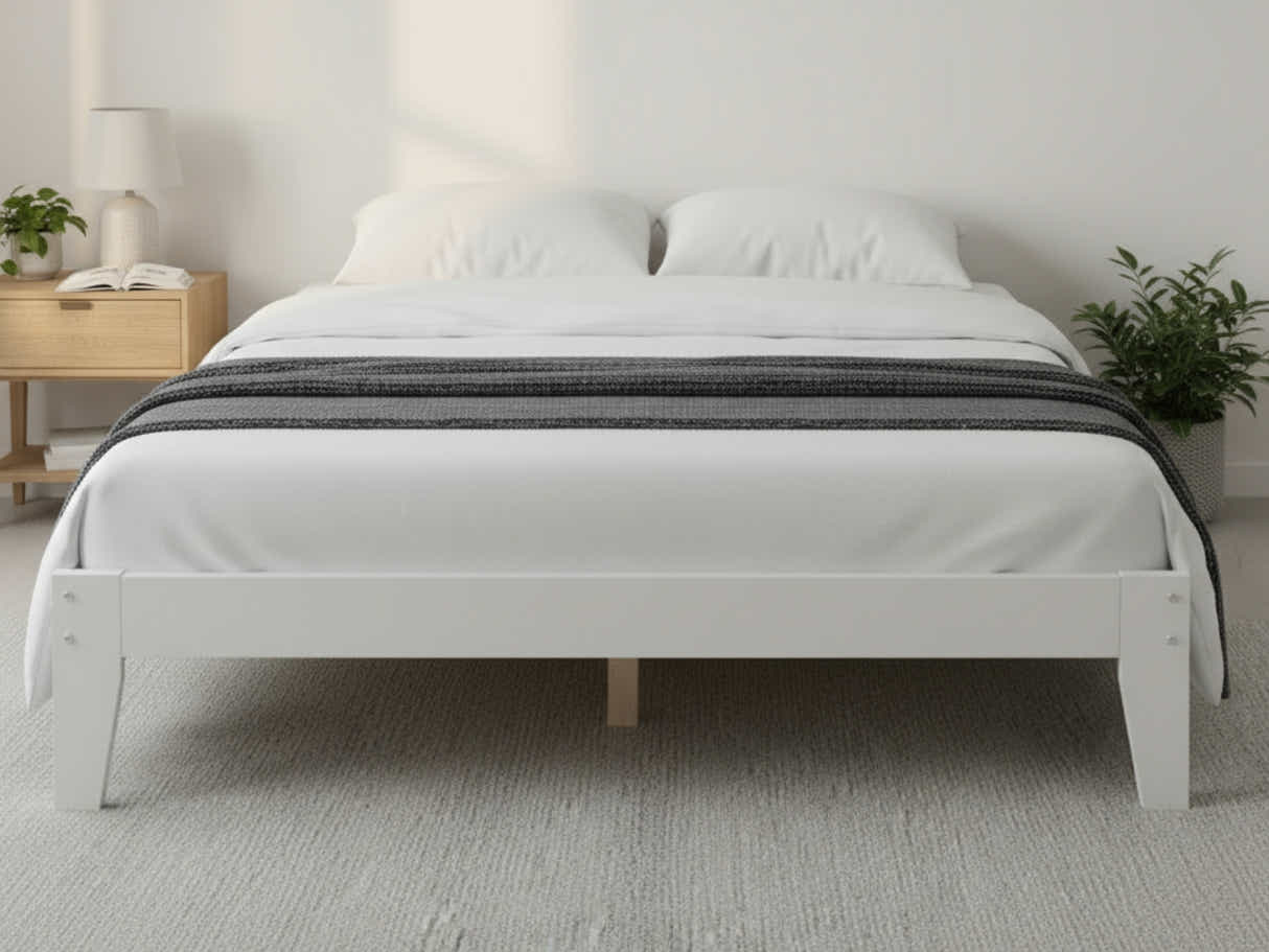 Sovo Bed Frame White & MEM 23 cm Mattress - King