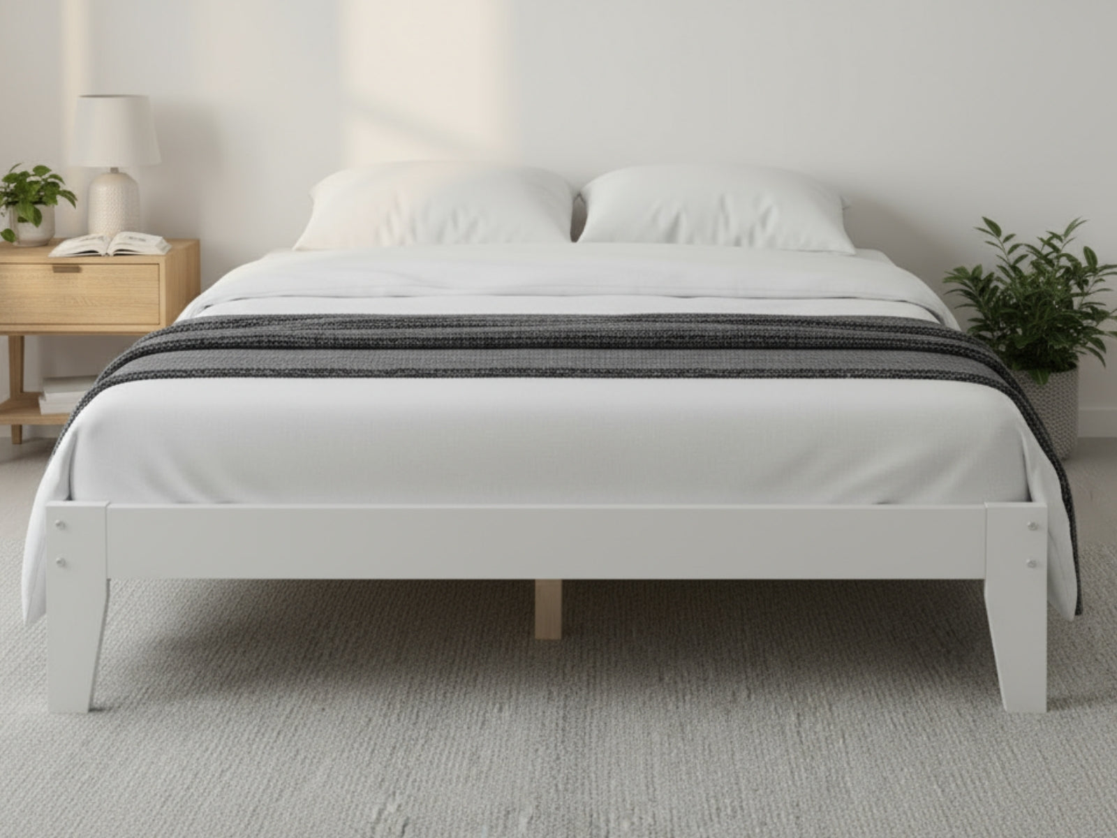 Sovo Bed Frame White & Xclusive X20 Mattress - King