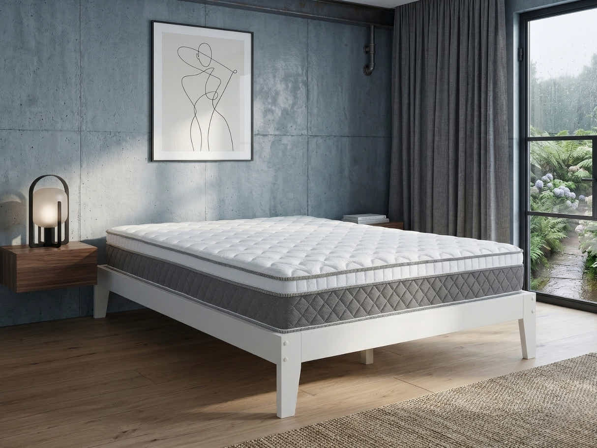 Sovo Bed Frame White & MEM 23 cm Mattress - King