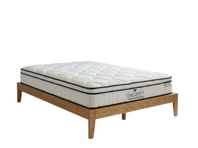 Sovo Bed Frame Oakâ€“ King & Boucle22 Mattress - King