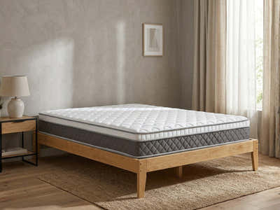 Sovo Bed Frame Oakâ€“ King & MEM 23 cm Mattress - King
