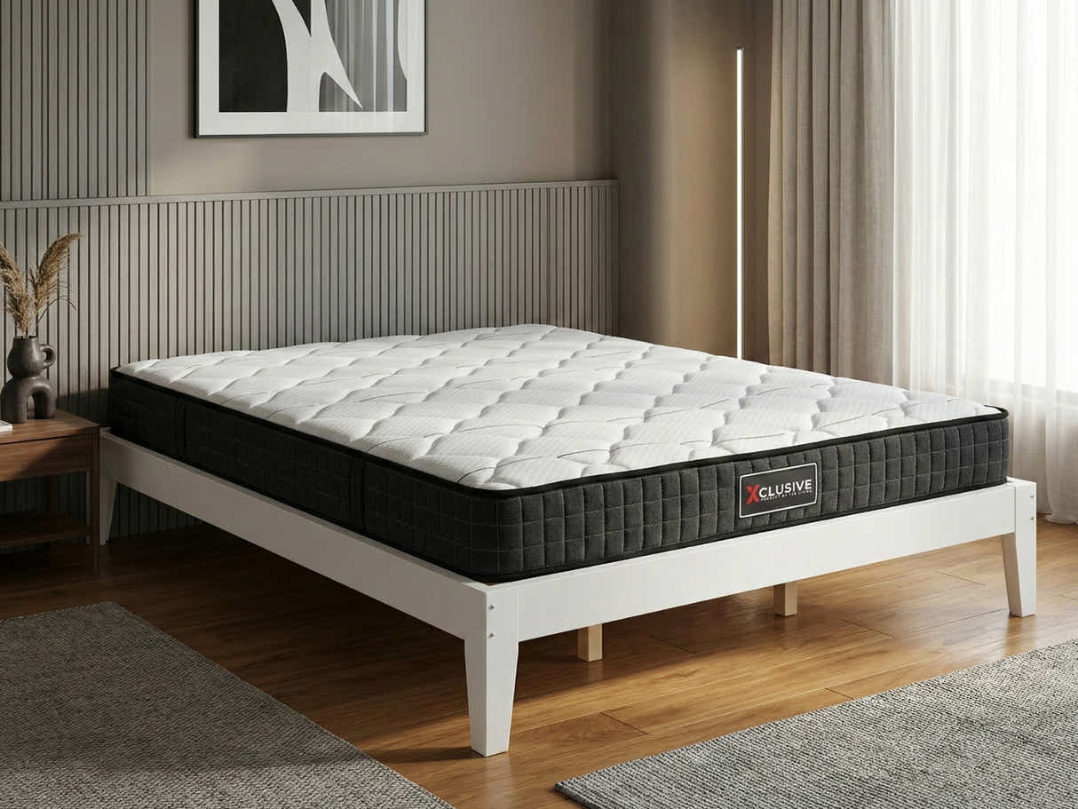 Sovo Bed Frame White & Xclusive X20 Mattress - Super King