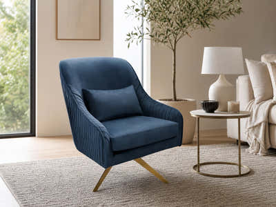 Velvet Swivel Accent Chair - Navy