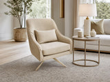Velvet Swivel Accent Chair - Beige
