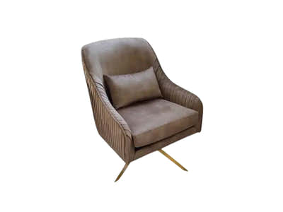 Velvet Swivel Accent Chair - Light Brown