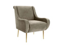 Linen Accent Chair with Curved Arms - Beige Grey
