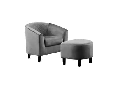 DS Tub Chair with Ottoman Velvet - Dark Grey