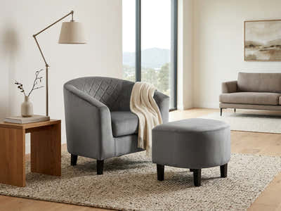 DS Tub Chair with Ottoman Velvet - Dark Grey