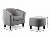 Cambia Tub Chair with Ottoman Velvet - Dark Grey